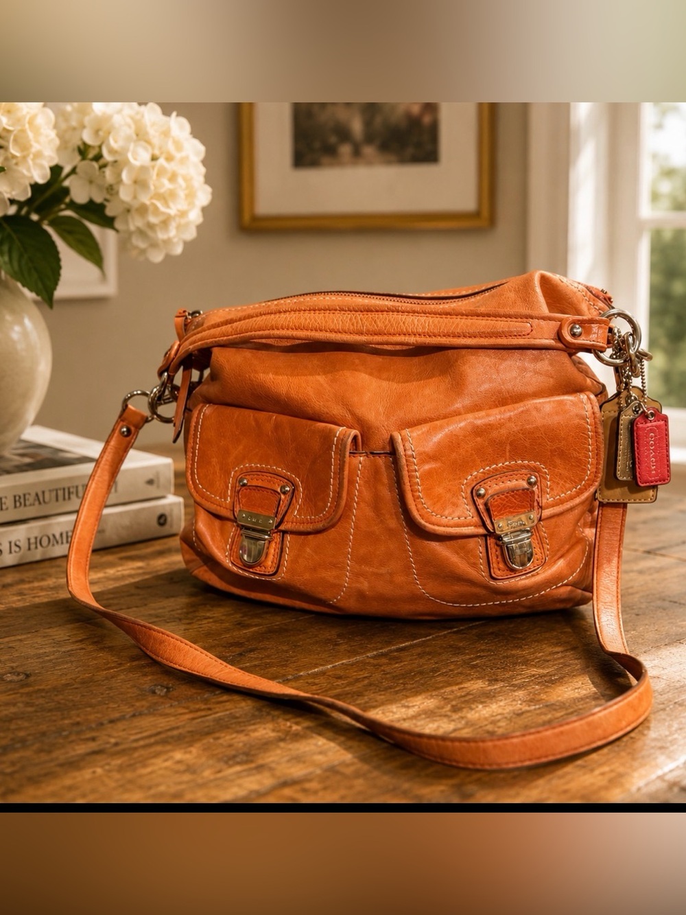 Coach poppy tangerine Orange Leather Crossbody / shoulder Bag 19788 - Picture 2 of 10